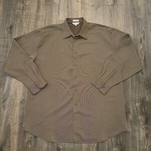 Pavo by La Strada Mens 3XLT Brown Micro Striped Button Up Shirt Long Sleeve Tall